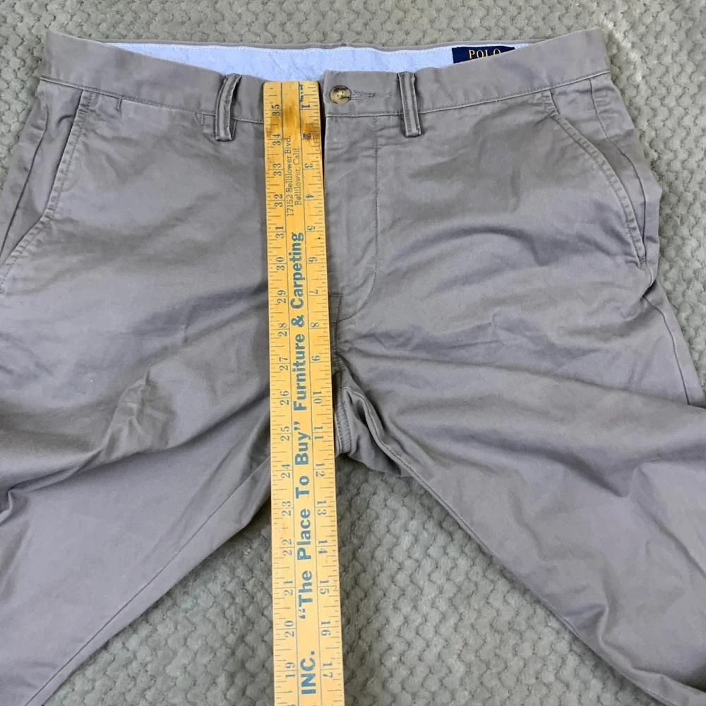 Polo Ralph Lauren Mens Stretch Slim Fit Chino Pants Grey 34x32 Cotton Twill